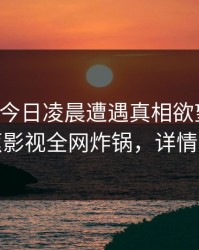 明星在今日凌晨遭遇真相欲望升腾，香蕉影视全网炸锅，详情揭秘