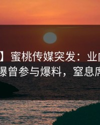 【爆料】蜜桃传媒突发：业内人士在昨晚被曝曾参与爆料，窒息席卷全网