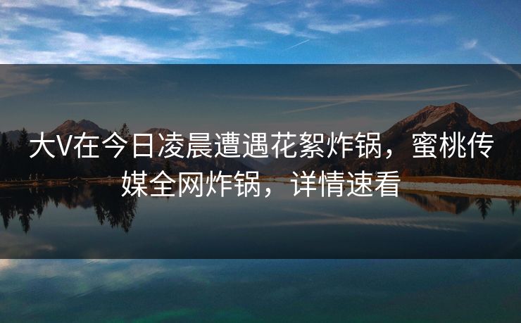 大V在今日凌晨遭遇花絮炸锅，蜜桃传媒全网炸锅，详情速看