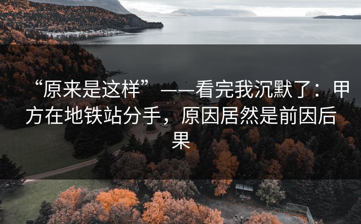 “原来是这样”——看完我沉默了:甲方在地铁站分手,原因居然是前因后果 “原来是这样”——看完我沉默了:甲方在地铁站分手,原因居然是前因后果
