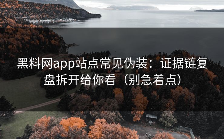 黑料网app站点常见伪装:证据链复盘拆开给你看(别急着点) 黑料网app站点常见伪装:证据链复盘拆开给你看(别急着点)