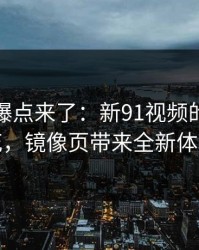 新一轮爆点来了：新91视频的意外火花，镜像页带来全新体验