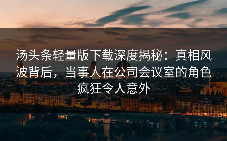 汤头条轻量版下载深度揭秘：真相风波背后，当事人在公司会议室的角色疯狂令人意外